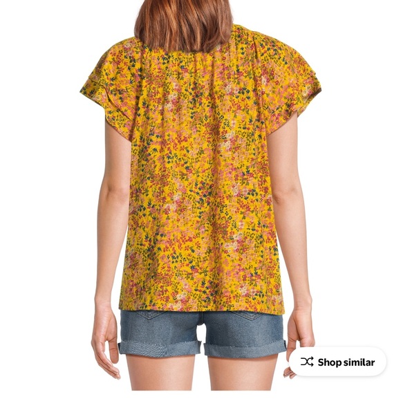 🌺 3 / $10 mix & match Time and Tru Fall Yellow Floral Blouse XL - Picture 2 of 5